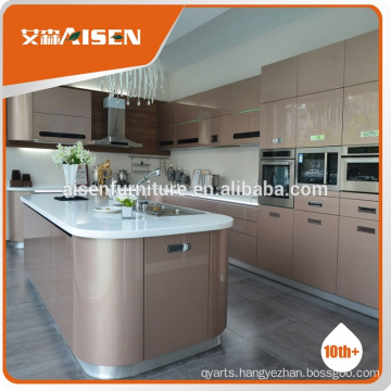 Arc shape design high quality and high technical kitchen cabinet